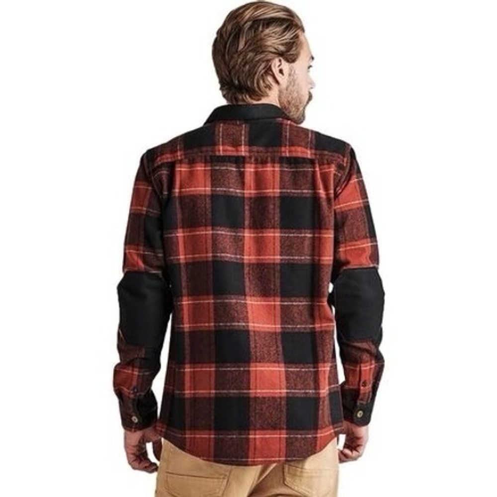 Roark Nordsman Flannel Shirt Mens Large Red Black Plaid Wool Blend Outdoor Cabin